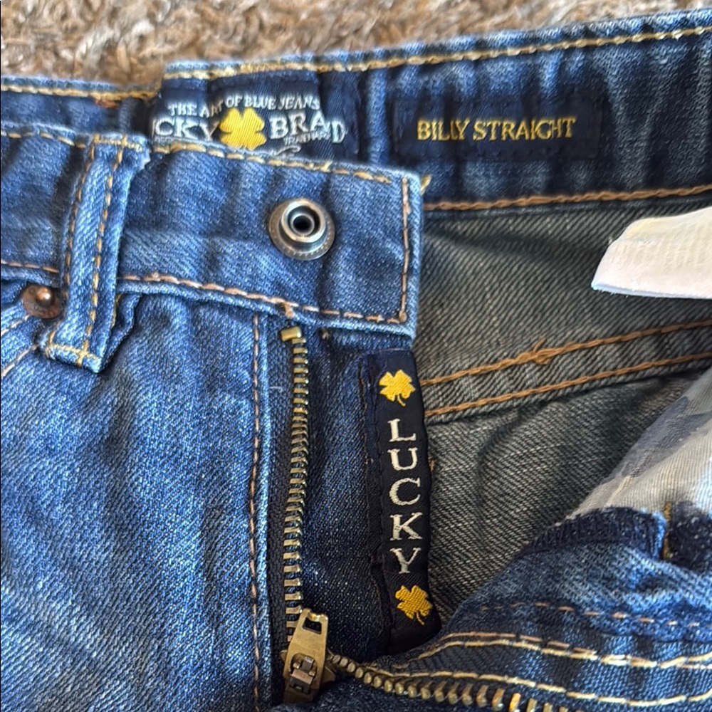 Lucky Brand Blue Straight Jeans with Contrast Stitching